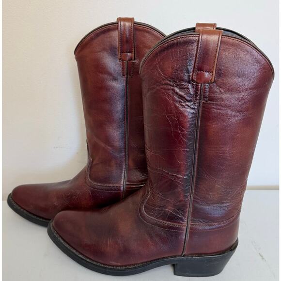 Men’s Cowboy Boots Leather Size 11EE
Dark Brown Red Side Loops Low Heel - Picture 8 of 13